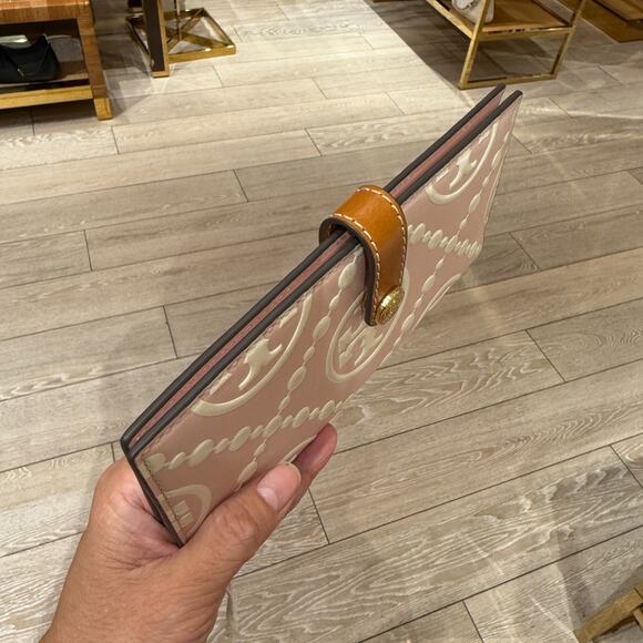 Tory Burch Monogram Zipped Leather Wallet 154972 Pink Dawn - Picture 2 of 6